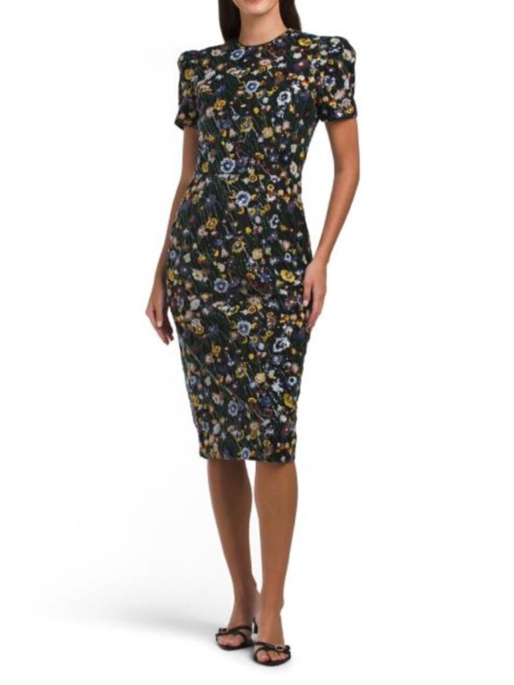 HELSI Short Sleeve Embellished Midi Dress